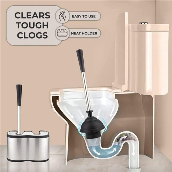UMIEN Toilet Brush and Plunger Set Stainless Steel Anti-Rust Long Handles 2025 - Picture 4 of 7